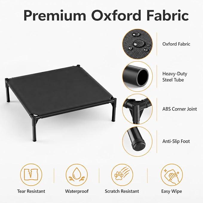 Elevated Dog Cot Bed,Cooling Raised Pet Bed with Washable Breathable Mesh Sturdy Metal Frame,Portable Raised Dog Bed with Anti-Slip Feet for Indoor Outdoor Backyard Use (29" X 19" X 7")