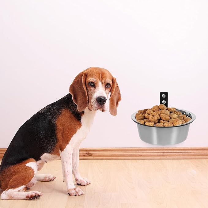 ULTECHNOVO Wall Mounted Dog Bowl Elevated Dog Bowl for Food & Water 8.26 X 8.26 X 2.95 in Stainless Steel Pet Feeding for Indoor Outdoor Use Easy Clean for Medium Large Dogs