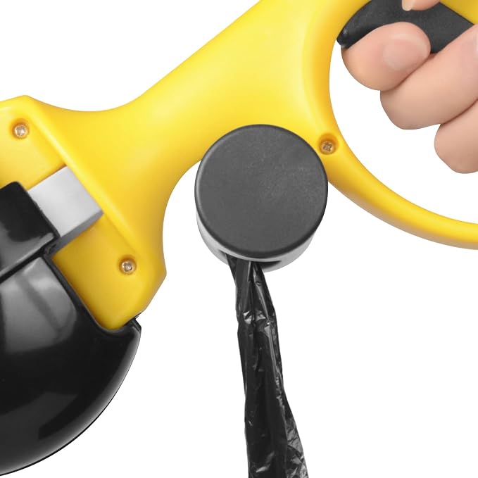 Gegong Pet Pooper Scooper for Dogs and Cats with Trash Bags Holder, Non-Breakable High Strength Material Poop Scooper for Easy Grass and Gravel Pick Up(Including a roll of Trash Bag) (Yellow)
