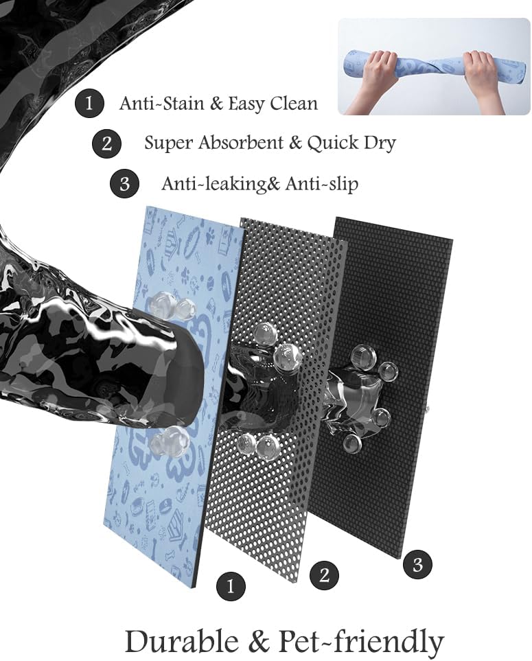 Pet Feeding Mat-Absorbent Dog Mat for Food and Water Bowl-No Stains Quick Dry Water Dispenser Mat-Dog Accessories Pet Supplies-Bowl for Messy Drinkers（Words,17"x28"