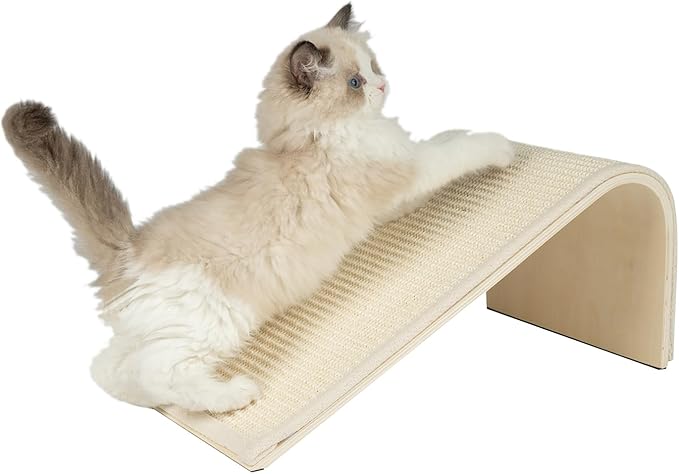 Best Pet Supplies Catify Cat Scratcher, Fun Interactive Scratchers, Posts, Poles, Claw Safe, Furniture Saver Indoor Play Support Natural Cat Behaviors Heavy Duty - Beige Ramp