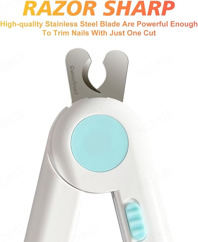 Dog/Cat Nail Clippers with Light - Safe Trimming for Cats & Dogs, Illuminates Quick to Prevent Overcutting, Includes Nail File for Thick Nails