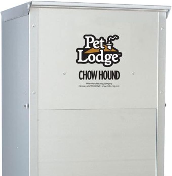 Little Giant Chow Hound Heavy Gauge, 25 Pound Capacity, Silver, Pack of 2 | Steel Indoor and Outdoor Dry Food Automatic Dog Feeder