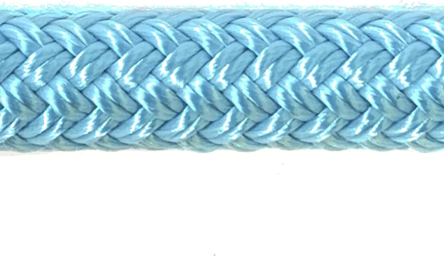 Double Braid Lead Rope with Eye Splice Loop, 12-14FT Lengths (Ice Blue, 14 ft.)