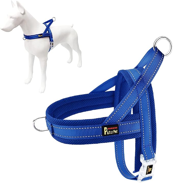 Plutus Pet No Pull Dog Harness for Puppy Small Dogs, Breathable Mesh Padded | Adjustable Reflective with Handle, Escape Proof, Quick Fit Pet Vest, Front Clip, for Training and Walking, Royal Blue, XS