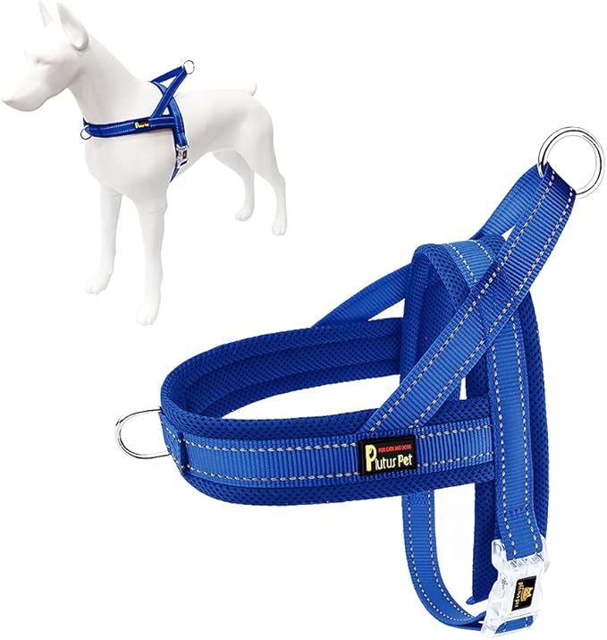 Plutus Pet No Pull Dog Harness for Small Dogs, Breathable Mesh Padded | Adjustable Reflective with Handle, Escape Proof, Quick Fit Pet Vest, Front Clip, for Training and Walking, Royal Blue, S