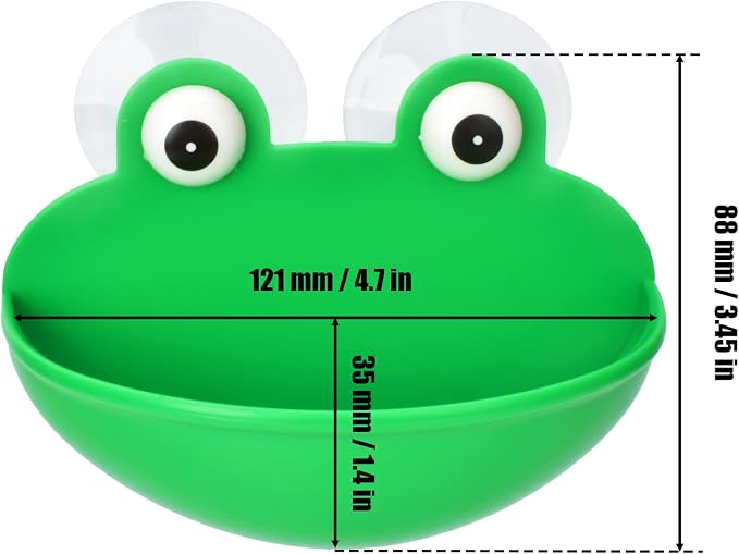Sankoly 2 Pieces Frog Habitat with Suction Cup Lovely Suction Cup Soap Dish Holder for Fish Tank Aquarium Decoration/Kids Bathing/Small Item Storage, Plastic, Green
