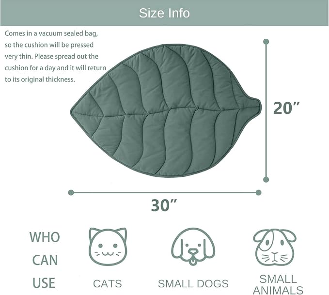 Letalong 30 X 20 Inch Leaf Shaped Cotton Cat Bed Pad, Warming Cat Mat, Pet Warming Pad for Cats, Warmer Mat for Feral and Indoor Cats, 2025 Enlarged and Thickened Leaf Beds