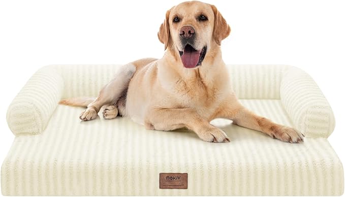 Orthopedic Washable Dog Bed with Bolster for Medium to Large Dogs | Pillow Support for Neck Relief, Egg Crate Foam, Waterproof Liner, Anti-Slip Bottom, Removable Bolster Cover, 36 x 27 Inch