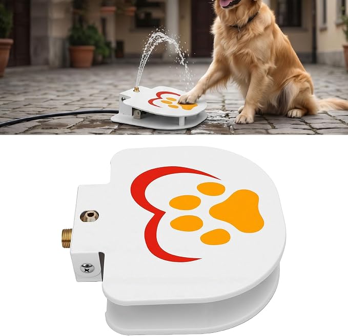 Pssopp Heavy Duty Dog Water Fountain for Large Breeds, 100lb Rated Pedal Operated Dispenser Outdoor Yard Hydration System