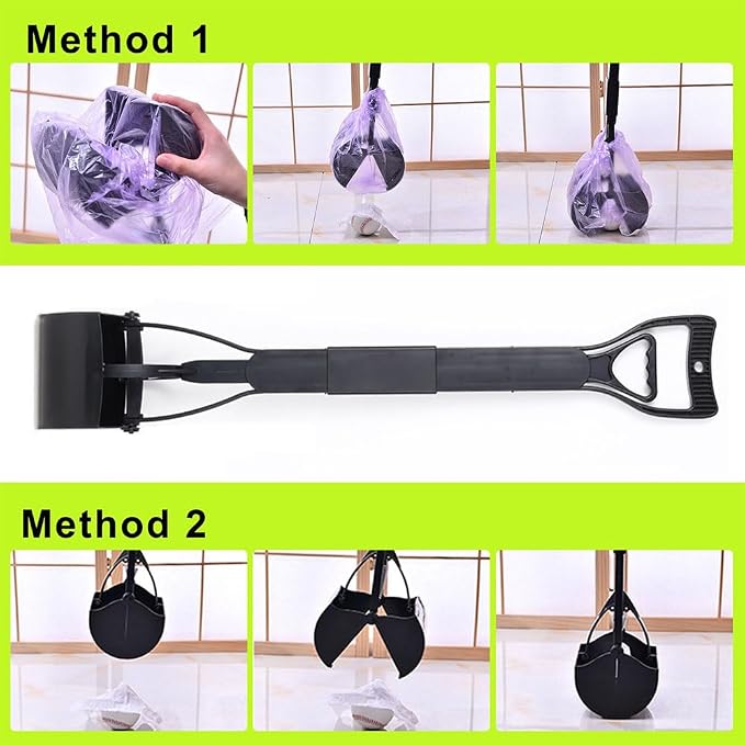 32'' Portable Pooper Scooper, Heavy Duty Dog Poop Pick Up Tool for Medium & Large Dogs, Clean Waste Tool for Yard, Lawns & Grass, Black | Medium & Large Dogs, Yard & Lawn Use, 81 cm Length, Waste Cleanup Tool, Black