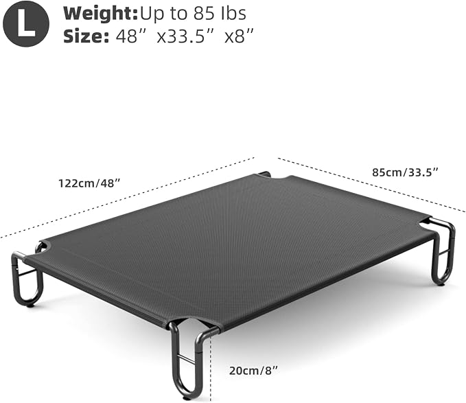 FAYDUDU Elevated Dog Bed Portable Raised Dog Beds with Washable Mesh Cooling Breathable Elevated Pet Bed Large for Indoor and Outdoor Use