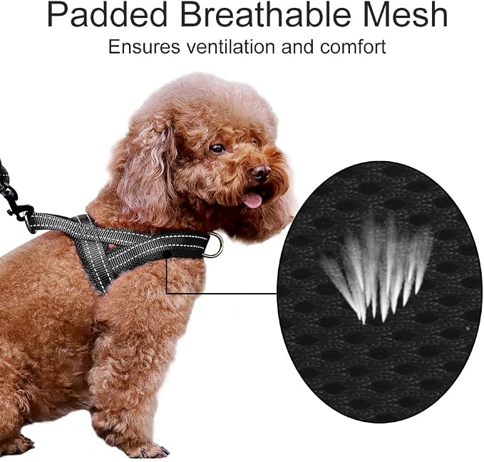 Plutus Pet No Pull Dog Harness for Puppy Small Dogs, Breathable Mesh Padded | Adjustable Reflective with Handle, Escape Proof, Quick Fit Pet Vest, Front Clip, for Training and Walking, Black, XS