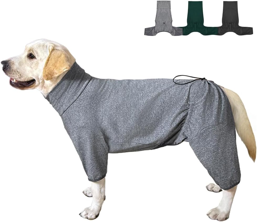 Dog Pyjamas PJS Sweater Clothes and Home Clothing Suitable for Medium to Large Breeds of Dogs, Dog Neutering Suits, Extra-Large Stretch Fabric, Four-Legged Clothes(Thin Forid Gray, 5XL)