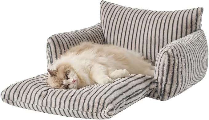 Hollypet Cat Bed Small Dog Orthopedic Couch Beds for Pets up to 20 lbs | Fluffy Multifunctional Double-Layer Warming Kitten Pet Couch Orthopedic Beds with Machine Washable Cover and Non-Slip Bottom