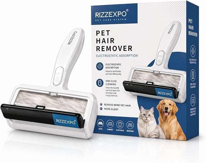 Pet Hair Remover, Reusable Lint Roller for Cat & Dog Hair, Carpet Rake for Pet Hair Removal, Cat Hair Remover Furniture, Dog Hair Remover for Car, Couch, Rugs & Bedding