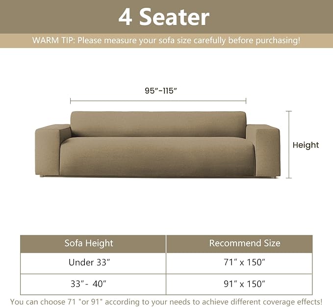 MYSKY HOME Couch Covers for 3 Cushion Couch Sofa, Sectional Couch Cover L Shape Chenille Couch Cushion Covers for Pets, Furniture Protector Cover for Dogs, Kids, 91"X150", Deep Chocolate