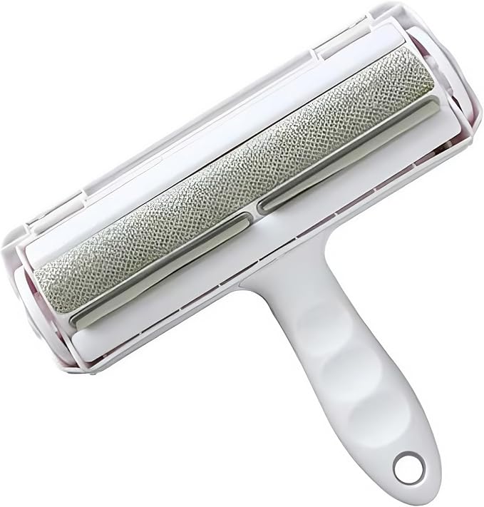 Reusable Pet Hair Remover Roller – Dog & Cat Fur Lint Cleaner for Sofa, Carpet, Bed & Car Seats – No Adhesive Required (White/Grey)