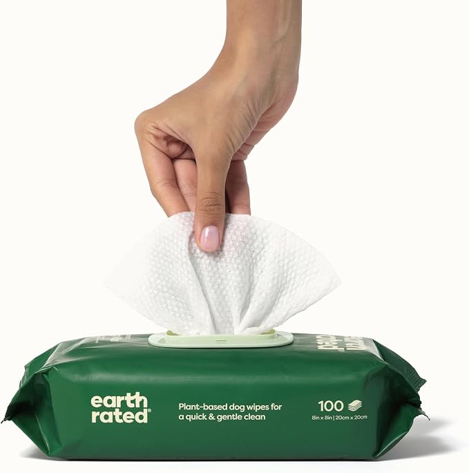 Earth Rated Dog Walking Essentials Bundle - Includes 300 Dog Waste Bags on Single Bulk Roll and 100 Dog Grooming Wipes, Unscented