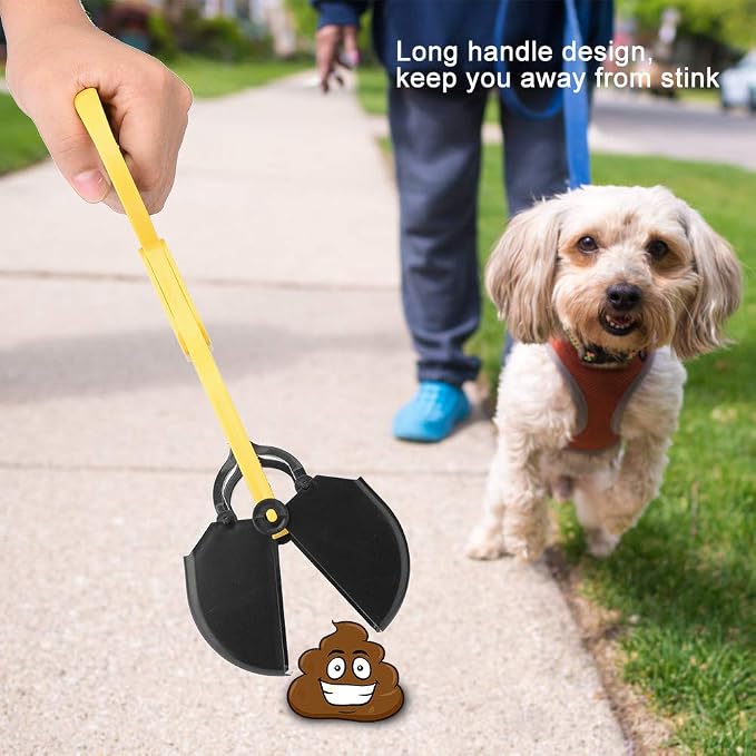 Heavy Duty Dog Poop Scooper, Foldable Pet Waste Remover, with Long Handle for Easy Cleanup Jaw Clip for Puppies and Animals Waste Disposal