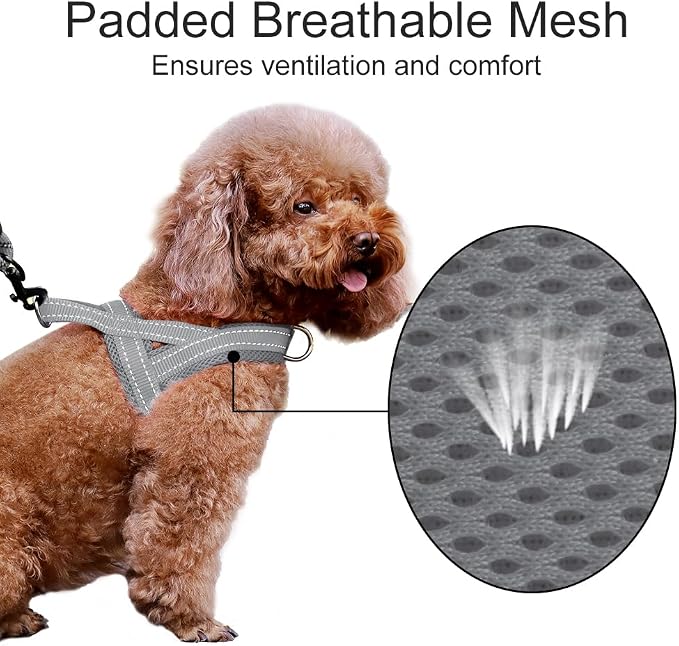 Plutus Pet No Pull Dog Harness for Puppy Small Dogs, Breathable Mesh Padded | Adjustable Reflective with Handle, Escape Proof, Quick Fit Pet Vest, Front Clip, for Training and Walking, Gray, XS