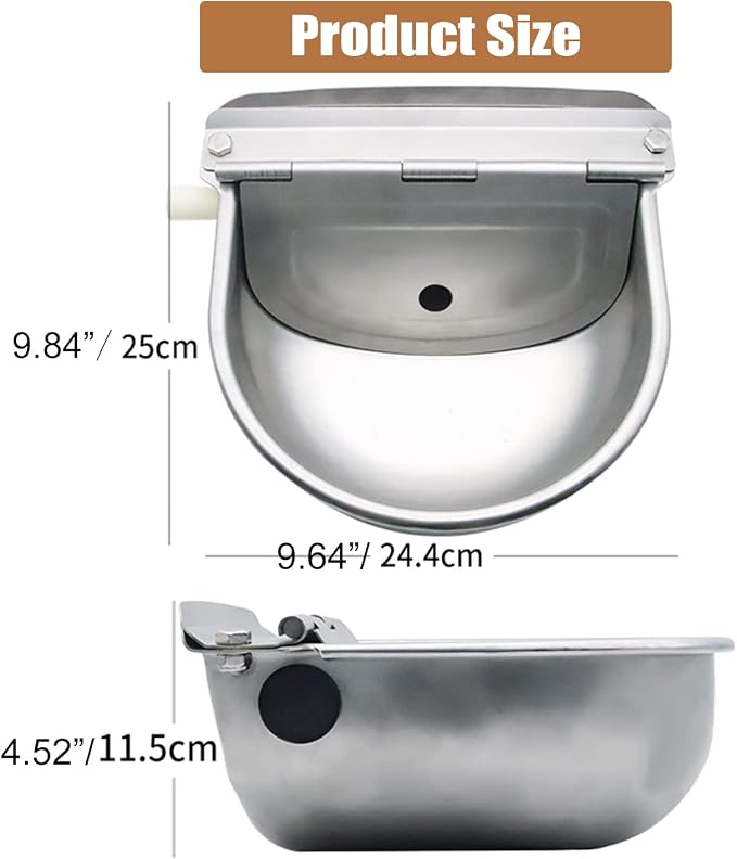 Stainless Steel Livestock Water Bowl with Float Valve Tank,Automatic Farm Water Bowl for Horse, Cow, Goat, Sheep, Dog Drinking Waterer
