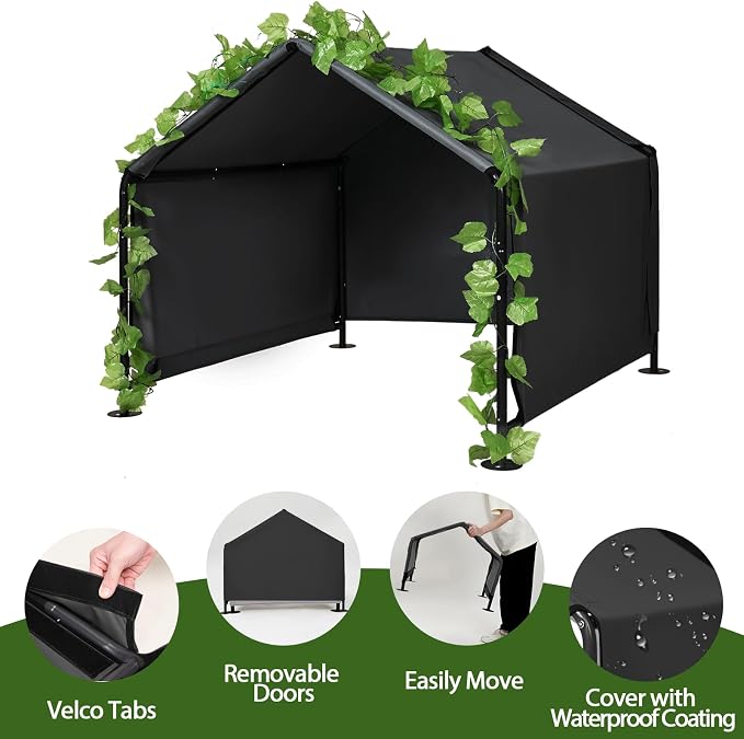 Large Dog Shade for Outside,4 x 4 x 3.3 ft Waterproof Dog Canopy House Tent | Large Pet Shelter Dog Tent with Upgraded Doors, Outside Sun Rain Snow Canopy Pet House for Dogs, Dog House for Small Animals