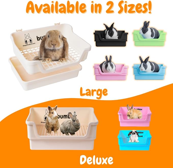 HoppScotch.bun Bumbox Large Rabbit Litter Box, 15.75" Training Cage with Plastic Grid for Small Animals, Indoor/Outdoor, Blue