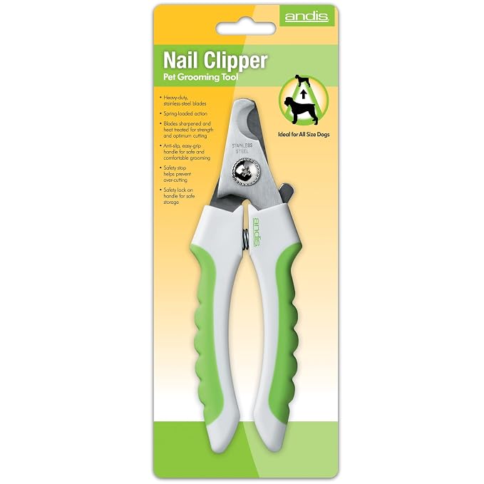 Andis 65700 Animal Nail Cutter for Small Breeds - Stainless Steel Blades with Sharp Efficiency - Designed for Repeated Use & Recommended by Pet Trainers – Medium Size & White/Green