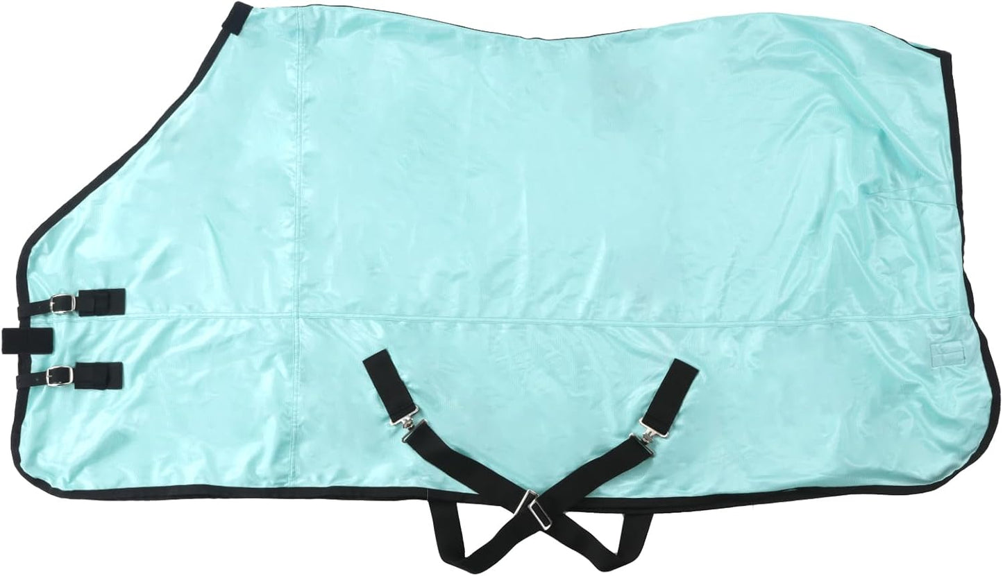 Horse Fly Sheet, Standard Neck Comfy Mesh Fly Sheet for Horses, Equine Summer Sheets UV-Protective Green 75