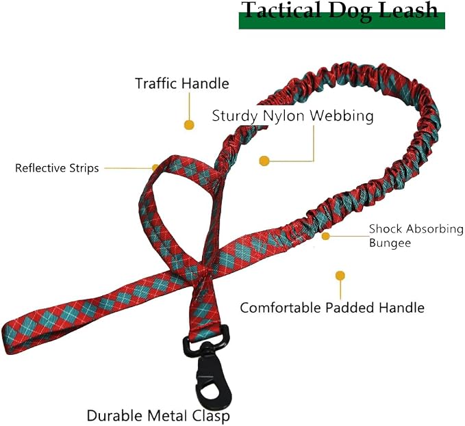 Tactical Dog Collar and Leash Set for Large Dogs with Control Handle，Grid | 1000D Heavy-Duty Nylon Fabric,Quick-Release Metal Buckle,Adjustable Fit,Soft-Padded Webbing,D-Ring,for Training & Hiking,S