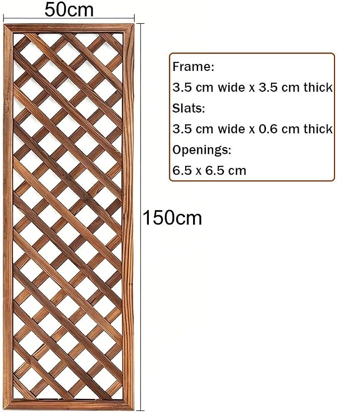 Zfmnoyev Outside Wooden Decorative Fences, Courtyard Edge Fence Board, Decorative Garden Trellis for Climbing Plants, Standing Decorative Privacy Fence Panels for Deck Patio Balcony(50x150cm)