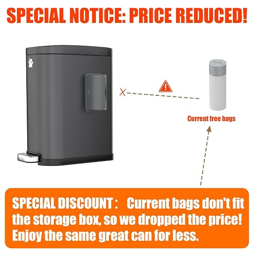 Dog Poop Trash Can Outside with Odor Control Lid & Step Pedal, 3.2Gal Stainless Steel Outdoor Trash Can, Waterproof Dog Waste Container - Includes 3 Carbon Filters & Bin Bag Holder