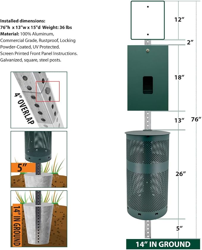 Dispense-Art Collection Pop Art Beagle - Custom UV Printed Design on Rust-Proof Aluminum Dog Waste Station with 10-Gallon Lidded Can, 400 MittN Dog Waste Bags & 25 Can Liners