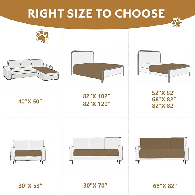 Waterproof Dog Blanket, Couch Cover for Dogs Washable, Reversible Dog Bed Cover.(Dark＆Light Grey, 82 X 82 Inch - 1 Pack)