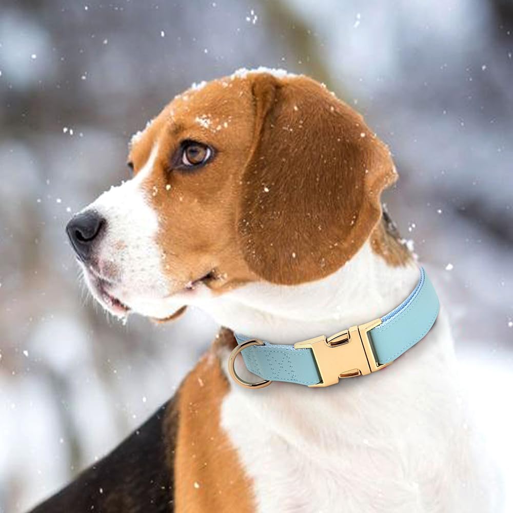 PET ARTIST Soft PU Leather Dog Collar for Large Dogs, Bright & Classic Nylon Padded Durable Dog Collar Leather with Quick Release Metal Buckle Adjustable for Male Dogs, Neck Fit 16-27"