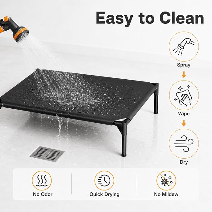 Elevated Dog Cot Bed,Cooling Raised Pet Bed with Washable Breathable Mesh Sturdy Metal Frame,Portable Raised Dog Bed with Anti-Slip Feet for Indoor Outdoor Backyard Use (29" X 19" X 7")