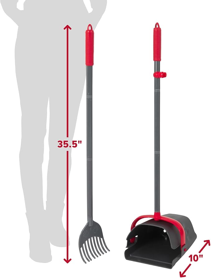Arm & Hammer Pooper Scooper for Extra Large Dogs Heavy Duty, Outside Yard Dog Poop Scoop Pet Waste Clean Up with Bag Attachment - 2 Waste Bags Included | Includes 2 waste bags plus an attachment to hold them, keeps hands clean while picking up after pe...