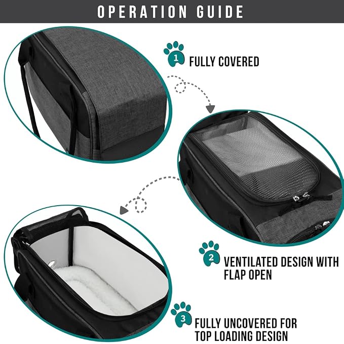 PetAmi Dog Purse Carrier for Small Dogs Cats, TSA Airline Approved Soft-Sided Pet Carrier with Pockets, Ventilated Travel Tote Bag with Bed & Shoulder Strap, Puppy Kitten, Max 12 lbs, Heather Charcoal