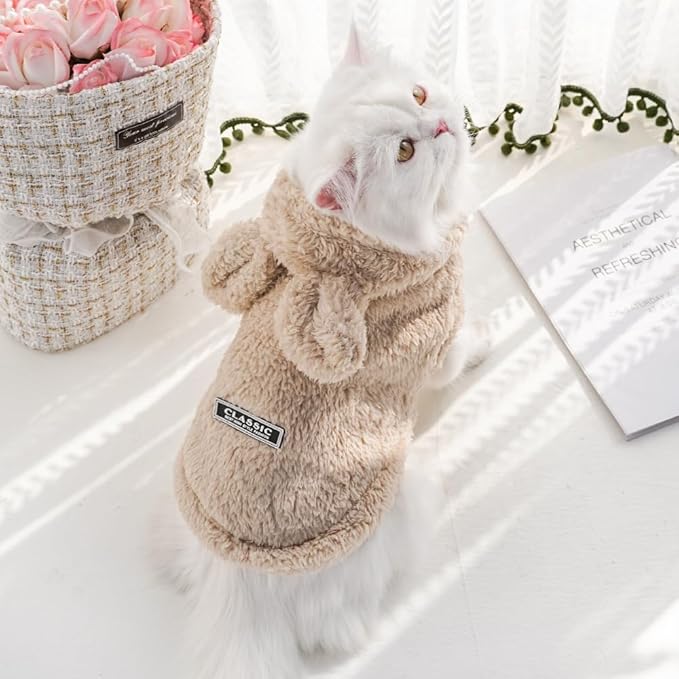 Selena Cat Bunny Ears Costume Cute Dog Kitten Hoodies Sweater Rabbit Ears Puppy Pet Apparel (XXX-Large,Beige)