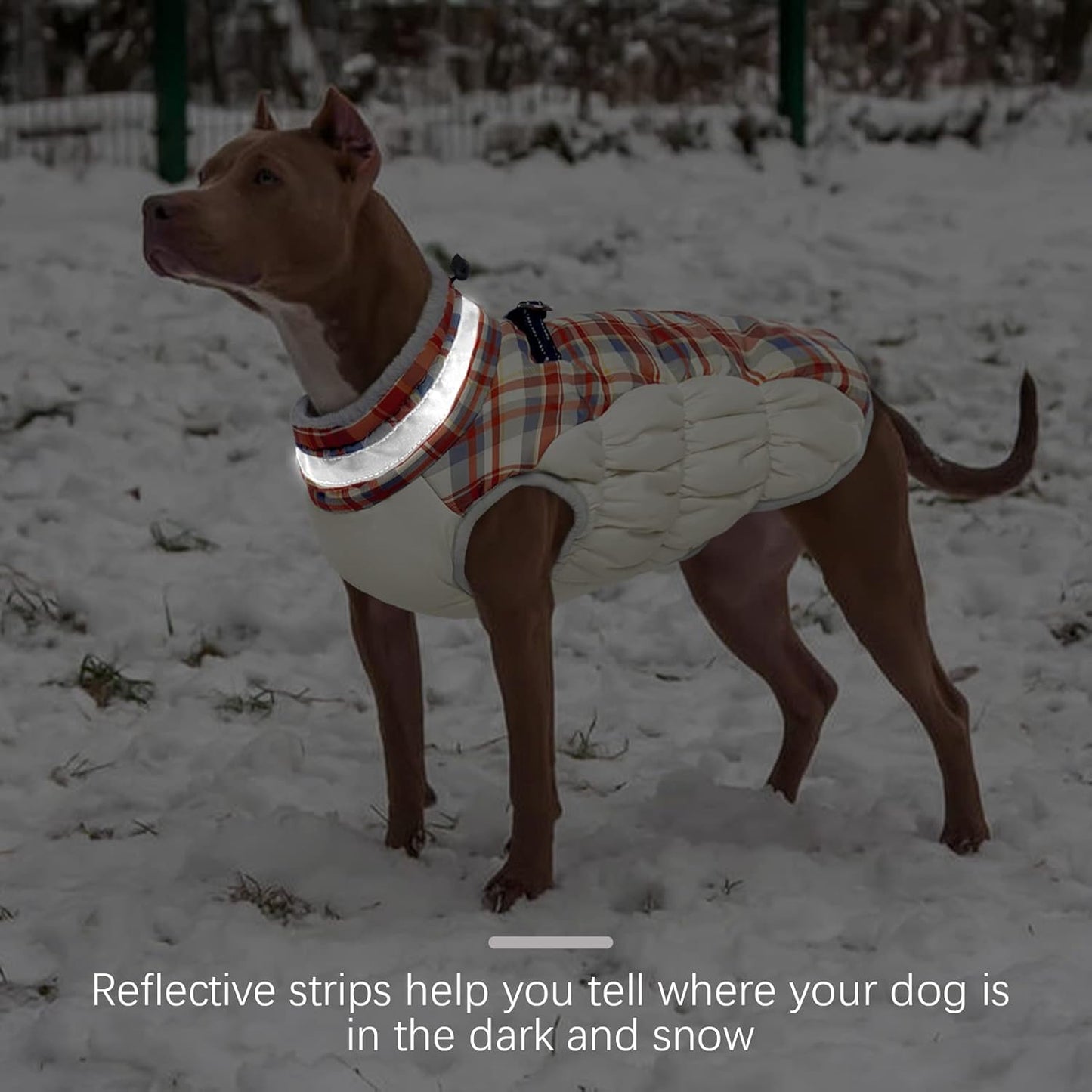 FUAMEY Dog Coat for Small Dogs,Waterproof Dog Winter Jacket with Harness Built in Puppy Cold Weather Coats Reflective Pet Vest with Zipper Warm Fleece Dogs Snowsuit Windproof Red Plaid S