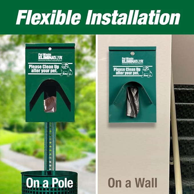 Dog Waste Station Dispenser Box - 800 FREE Dog Poop Bags - Made of Rustproof Aluminum - Pet Waste Bag Dispenser with Lock and Rainguard - For Commercial Use, Parks, Condos,HOA (Green)