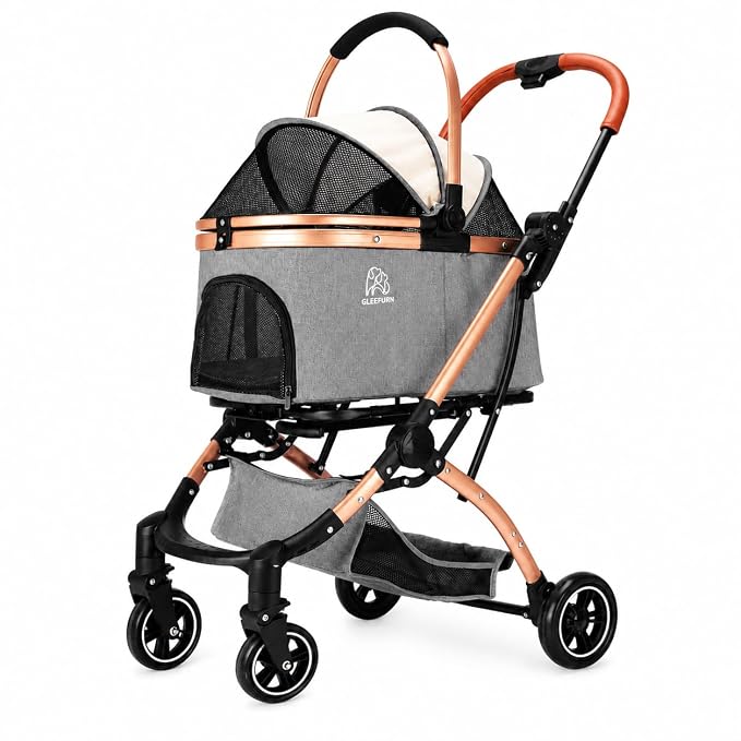 Dog Stroller for Small Dogs, 3-in-1 Pet Stroller with Detachable Carrier, Foldable Dog Strollers for Small & Medium Dogs (45 lbs), Cat Stroller for 2 Cats with Storage (Grey)