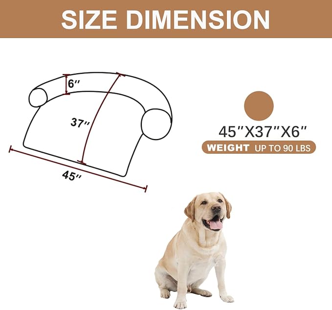 Calming Dogs/Cats Bed Mats, Dog Pad Washable Removable Couch Cover, Plush Long Fur Mat for Pets, Waterproof Lining, Perfect for Small, Medium and Large Dogs and Cats (Desert Brown, 45"x37")