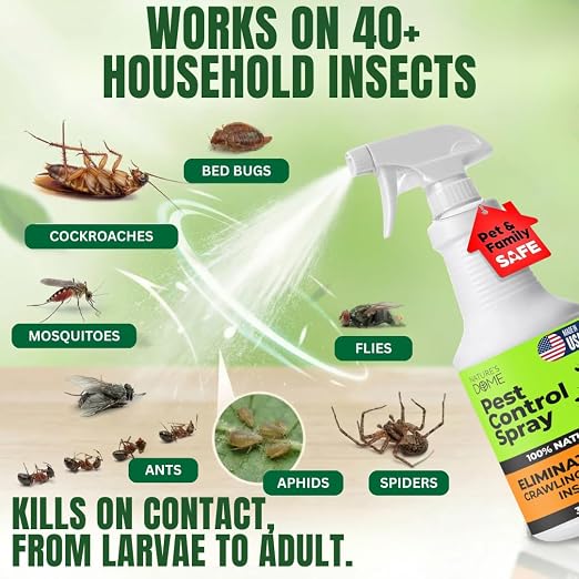 Nature’s Dome Pest Control Spray 16 Oz | Natural Ant Killer & Bug Spray for Indoor & Outdoor Use | Eco-Friendly Bug Spray for Flea, Ticks, Ant & Mosquitos | Safe for Pets and Kids