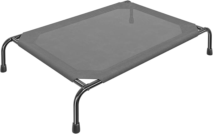 Simple Trending Raised Dog Bed for Large Dogs, Waterproof Elevated Dog Cot | Cooling Breathable Pet Hammock Bed, Washable Mesh, Indoor or Outdoor Use, Anti-Slip Feet, Portable, 47.75" x 30.5", Dark Grey