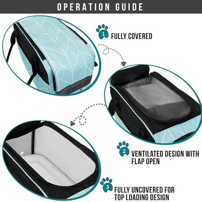 PetAmi Dog Purse Carrier for Small Dogs Cats, TSA Airline Approved Soft-Sided Pet Carrier with Pockets, Ventilated Travel Tote Bag with Bed & Shoulder Strap, Puppy Kitten, Max 12 lbs, Chevron Teal