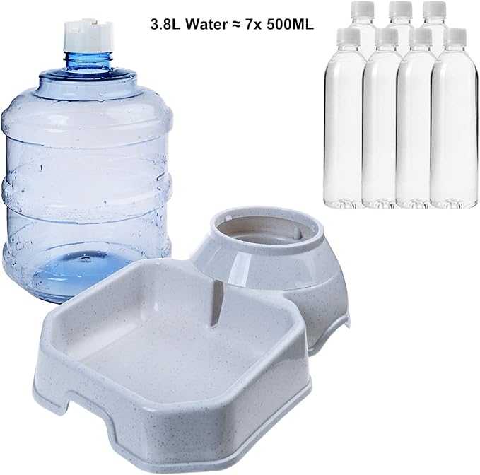 Pet Water Dispenser Station - 1 Gal Replenish Pet Waterer for Dog Cat Animal Automatic Gravity Water Drinking Fountain Bottle Bowl Dish Stand