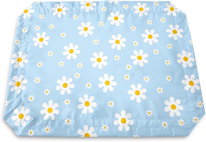 Blue Daisy Pattern Orthopedic Elevated Dog Pet Bed(35"X25"X8"),with Metal Frame,Printing Breathable Waterproof Dog Kennel,Sleeping Bed Set for Small Medium Large Dogs Cats,for Home,Outdoor Use