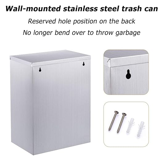 Commercial Waste Receptacle Embedded Trash Bin, Stainless Steel Tilt Out Trash Cabinet Hidden Trash Can, Wall-mounted Waste Bin Recycling Cabinet, Bathroom Waste Container Kitchen Trash Can Cabinet